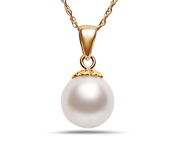 8-8.5mm AA Akoya Cultured Pearl 14k Yellow Gold Pendant