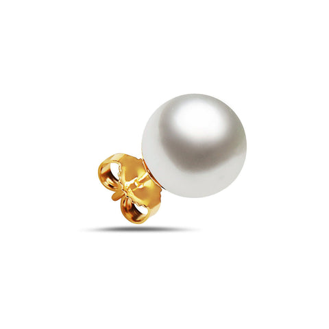 9-10mm Natural Color White South Sea 14k Gold Stud Earrings