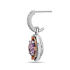 Round Cut Amethyst, Diamond, Sterling Silver and 14k Rose Gold Earrings