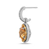 Round Cut Citrine, Diamond, Sterling Silver and 14k Yellow Gold Earrings