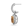 Square Cut Citrine, Diamond, Sterling Silver and 14k Yellow Gold Earrings