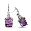 Radiant Cut Amethyst, Diamond, Sterling Silver and 14k Rose Gold Earrings