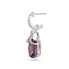 Radiant Cut Amethyst, Diamond, Sterling Silver and 14k Rose Gold Earrings
