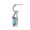 Radiant Cut Blue Topaz, Diamond, Sterling Silver and 14k Yellow Gold Earrings