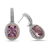 Radiant Cut Amethyst Diamond, Sterling Silver and 14k Rose Gold Earrings
