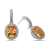 Radiant Cut Citrine, Diamond, Sterling Silver and 14k Yellow Gold Earrings