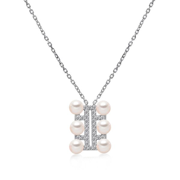 14k White Gold 4.5-5mm Akoya Triple Row Necklace