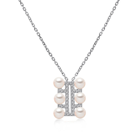 14k White Gold 4.5-5mm Akoya Triple Row Necklace