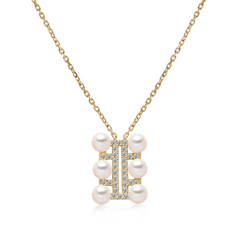 14k Yellow Gold 4.5-5mm Akoya Triple Row Necklace
