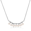 14k White Gold 4-4.5mm Akoya and Diamond Geo Bar Necklace