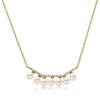 14k Yellow Gold 4-4.5mm Akoya and Diamond Geo Bar Necklace
