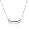 14k White Gold 4-4.5mm Akoya and Diamond Geo Bar Necklace