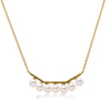 14k Yellow Gold 4-4.5mm Akoya and Diamond Geo Bar Necklace