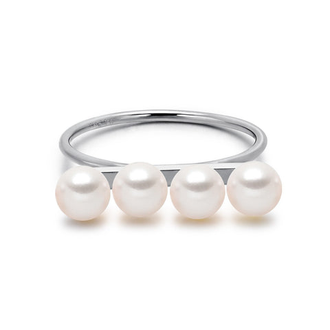 14k Gold 5-5.5mm Akoya Pearl Row Ring