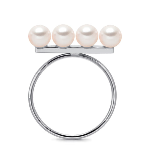 14k Gold 5-5.5mm Akoya Pearl Row Ring