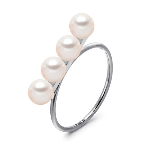 14k Gold 5-5.5mm Akoya Pearl Row Ring