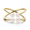 14k Yellow Gold 4-4.5mm Akoya Pearl Orbit Ring
