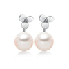 14k White Gold 8-8.5mm Akoya Pearl and Diamond Flower Jacket Earrings