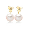 14k Yellow Gold 8-8.5mm Akoya Pearl and Diamond Flower Jacket Earrings