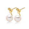 14k Yellow Gold 8-8.5mm Akoya Pearl and Diamond Flower Jacket Earrings