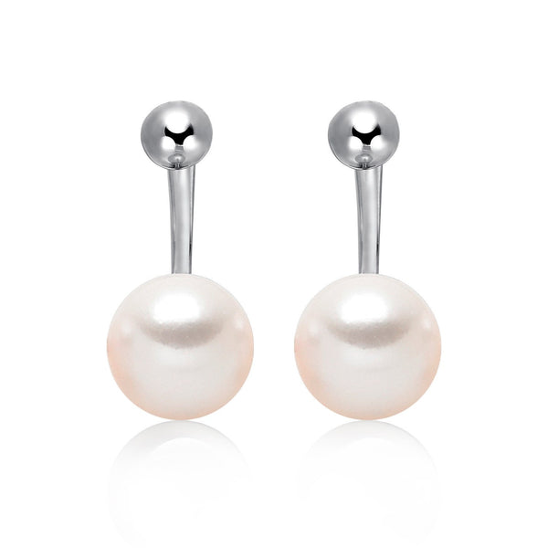 14k White Gold 7-7.5mm Akoya Pearl Jacket Pearl Earrings