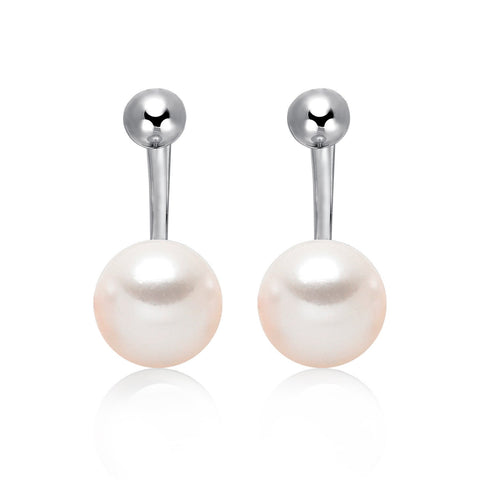 14k White Gold 7-7.5mm Akoya Pearl Jacket Pearl Earrings