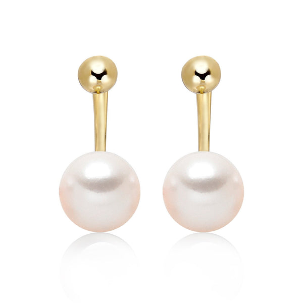 14k Yellow Gold 7-7.5mm Akoya Pearl Jacket Pearl Earrings