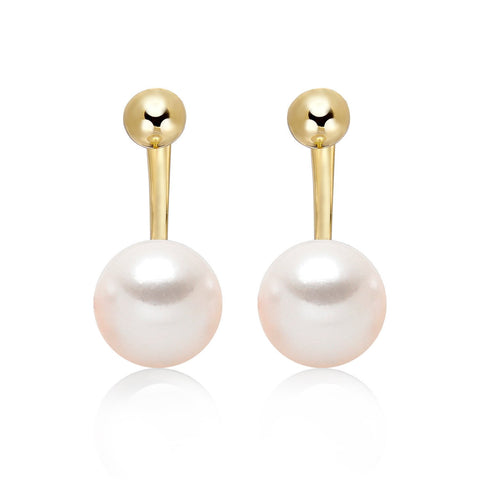 14k Yellow Gold 7-7.5mm Akoya Pearl Jacket Pearl Earrings