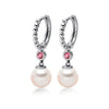 14k White Gold 5-5.5mm Akoya Pearl and Pink Tourmaline Earrings