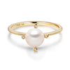 14k Yellow Gold 5-5.5mm Akoya Pearl and Diamond Ring