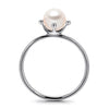 14k White Gold 5-5.5mm Akoya Pearl and Diamond Ring