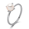 14k White Gold 5-5.5mm Akoya Pearl and Diamond Ring
