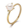 14k Yellow Gold 5-5.5mm Akoya Pearl and Diamond Ring