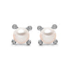 14k White Gold 4-4.5mm Akoya Pearl and Diamond Stud Earrings