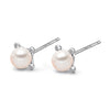 14k White Gold 4-4.5mm Akoya Pearl and Diamond Stud Earrings