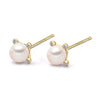 14k Yellow Gold 4-4.5mm Akoya Pearl and Diamond Stud Earrings