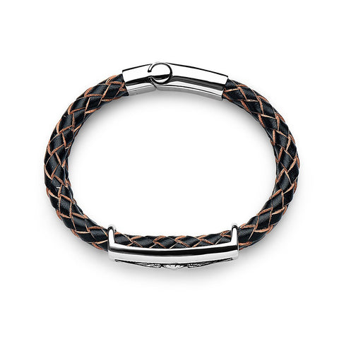 Skull Angel Steel Braided Leather Bracelet