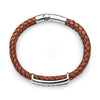 Steel Skull Braided Leather Bracelet