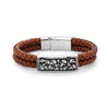 Steel Skull Braided Leather Bracelet