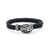 Love Kills Slowly Skull Steel Braided Leather Bracelet