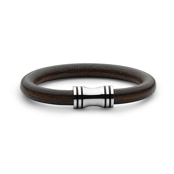 Steel Smooth Leather Bracelet
