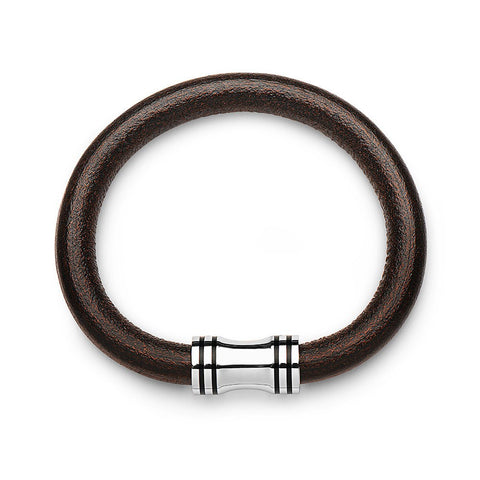 Steel Smooth Leather Bracelet