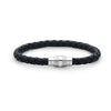 Steel Barrel Black Braided Leather Bracelet