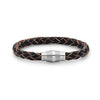 Steel Barrel Black with Raw Edges Braided Leather Bracelet