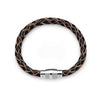 Steel Barrel Black with Raw Edges Braided Leather Bracelet