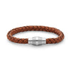 Steel Barrel Light Brown Braided Leather Bracelet