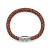 Steel Barrel Light Brown Braided Leather Bracelet