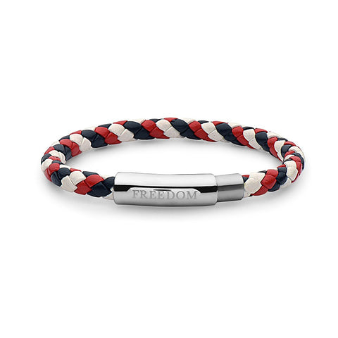 Freedom Steel Braided Leather Bracelet
