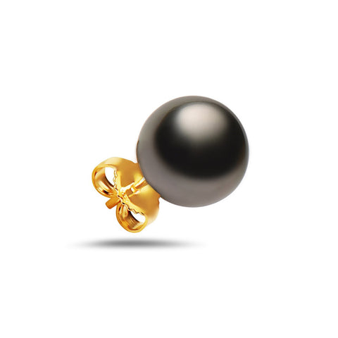 9-10mm Natural Color Tahitian Pearl 14k Gold Stud Earrings