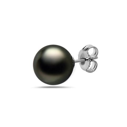 9-10mm Natural Color Tahitian Pearl 14k Gold Stud Earrings